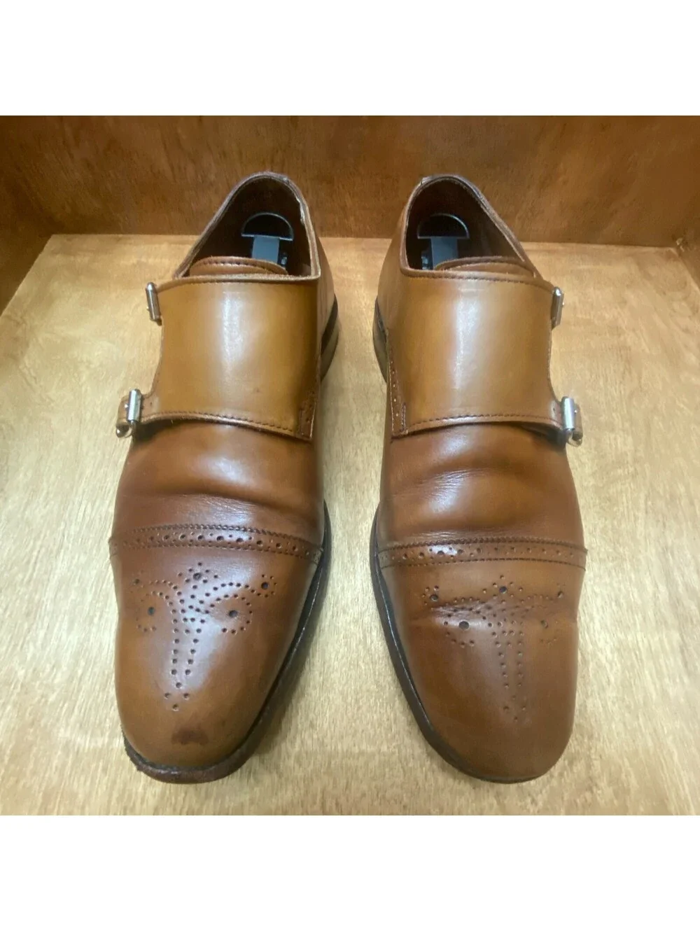 Allen Edmonds St. John's Double Monk Strap Brown Leather Shoes Mens Size 10.5 3E